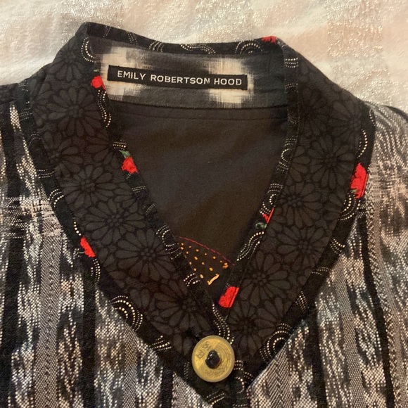 Emily Robertson Hood custom jacket w/ mandarin collar coin buttons large - Picture 5 of 12